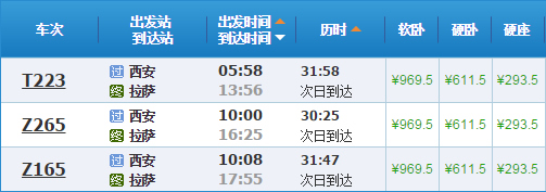 西安到拉薩火車(chē)